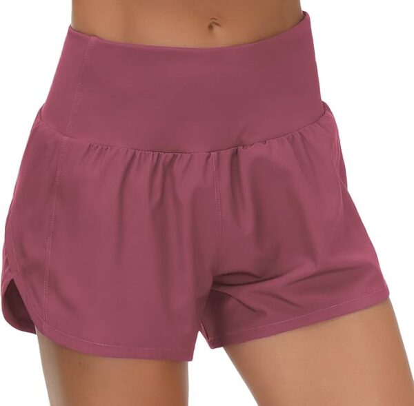 THE GYM PEOPLE Womens High Waisted Running Shorts Quick Dry Athletic Workout Shorts with Mesh Liner Zipper Pockets - Image 5