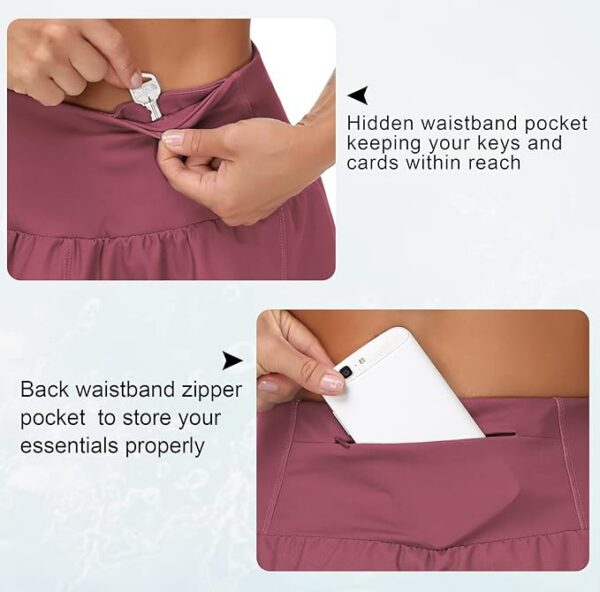 THE GYM PEOPLE Womens High Waisted Running Shorts Quick Dry Athletic Workout Shorts with Mesh Liner Zipper Pockets - Image 7