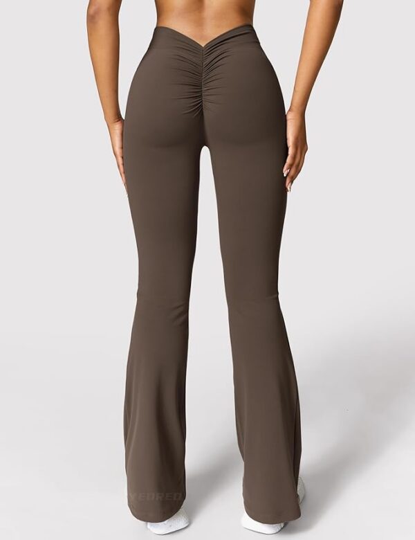 YEOREO Scrunch Flare Leggings Daze V Back Butt Lifting Wide Leg High Waist 31.5" Gym Workout Yoga Pants - Image 3