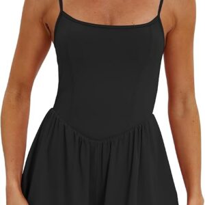 Beaully Women's Summer Sleeveless Rompers Spaghetti Strap Double Lined Shorts Jumpsuit One Piece Outfits