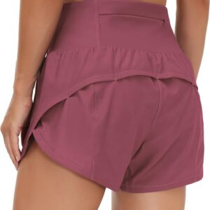 THE GYM PEOPLE Womens High Waisted Running Shorts Quick Dry Athletic Workout Shorts with Mesh Liner Zipper Pockets