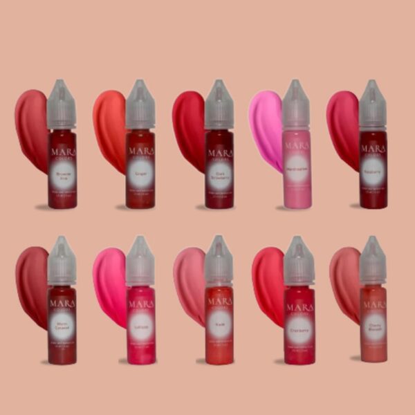 MARA PRO Full Lip Pigments Set – 10 Professional Permanent Makeup Pigments for Lip Blush and Shading - Image 2