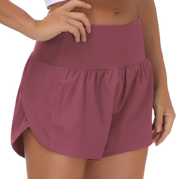 THE GYM PEOPLE Womens High Waisted Running Shorts Quick Dry Athletic Workout Shorts with Mesh Liner Zipper Pockets - Image 4