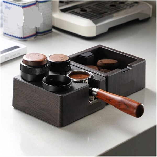 Four-hole coffee pressed foundation makeup base espresso powder pressed powder base 51/58mm available pressed powder base retro(Deep wood grain-base) - Image 6