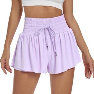 Blaosn Flowy Athletic Shorts for Women Workout Running Gym Yoga High Waist Skort Sweat Skirt Cute Clothes Summer Outfits